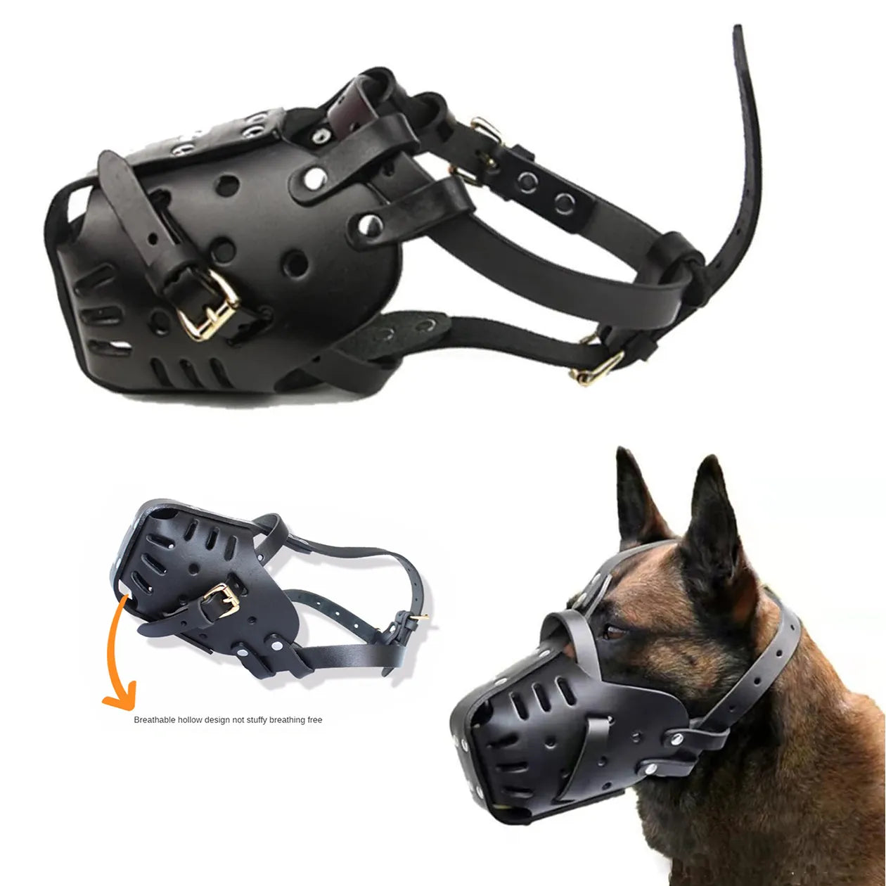 Leather Pet Dog Basket Muzzles German Shepherd Doberman Anti Bite Dog Mouth Cage Dog for Small/Large Dogs