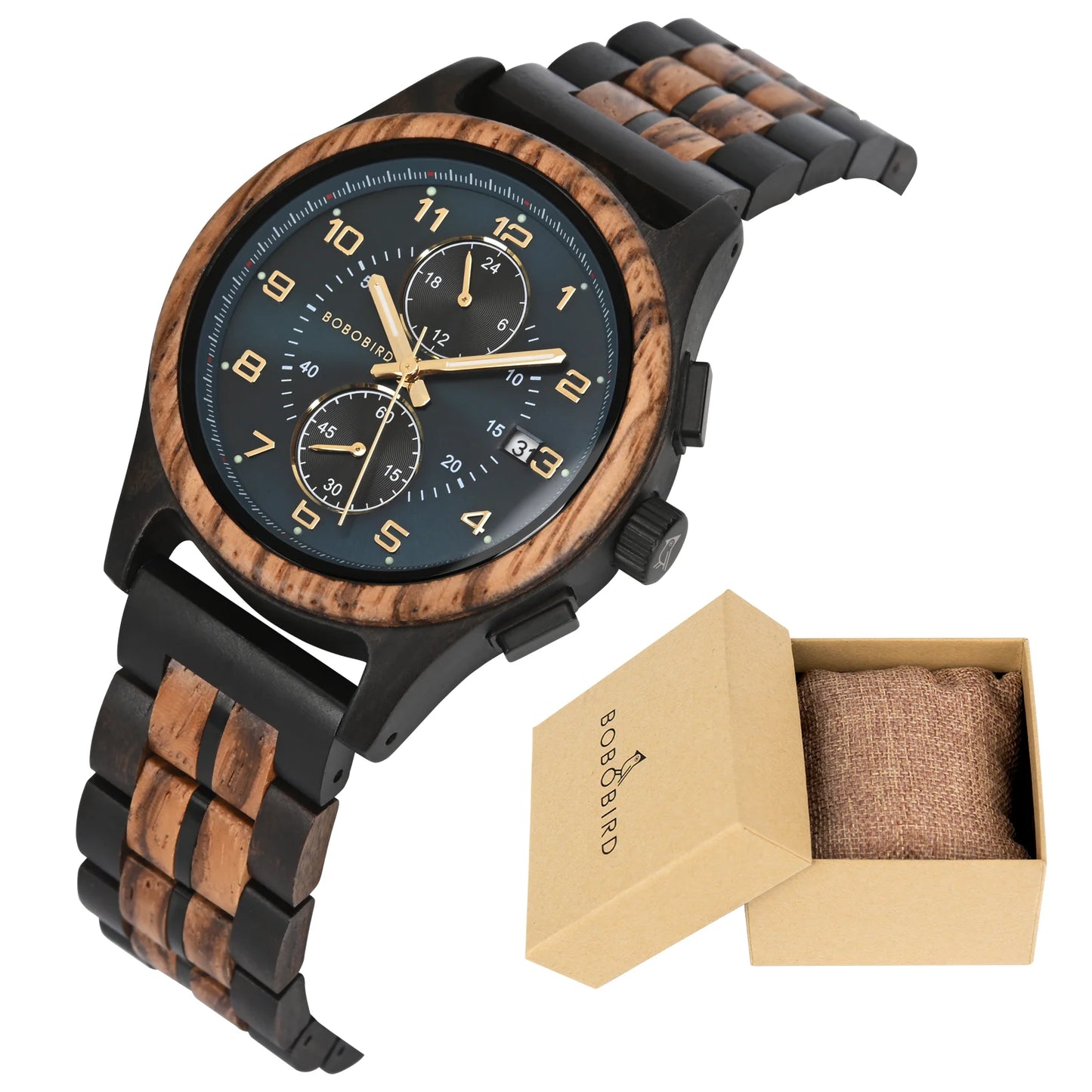 Wooden Men's Watch Handcrafted Vintage Stylish Natural Wood Quartz Wristwatch With Unique Design