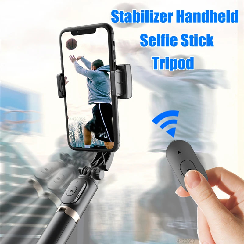 Gimbal Stabilizer Selfie Stick Foldable Wireless Tripod with Bluetooth Shutter Monopod for IOS Android