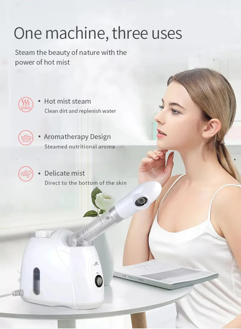 Ozone Facial Steamer Warm Mist Humidifier for Face Deep Cleaning Vaporizer Sprayer Salon Home Spa Skin Care Whitening - Hiron Store