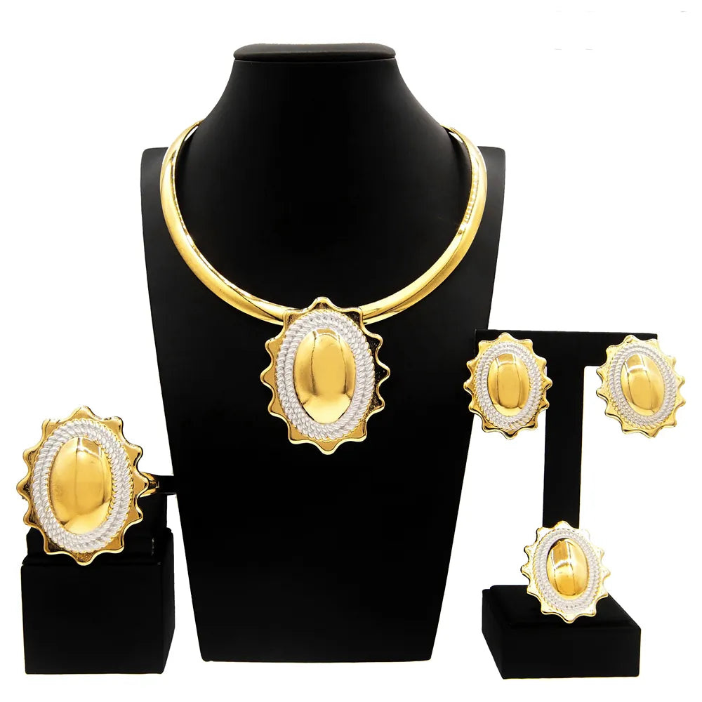 Women Jewelry Set Simple Pendant Dubai Gold Plated Necklace For Daily Party Pairing Summer Jewelry Free Shipping - Hiron Store