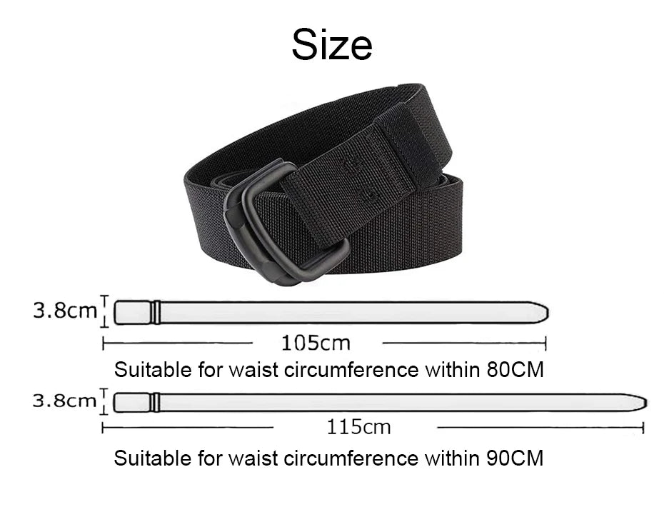 Maikun Double Metal Buckle Belt Elastic Nylon Elastic Men's Trendy Casual Canvas Braided Belt