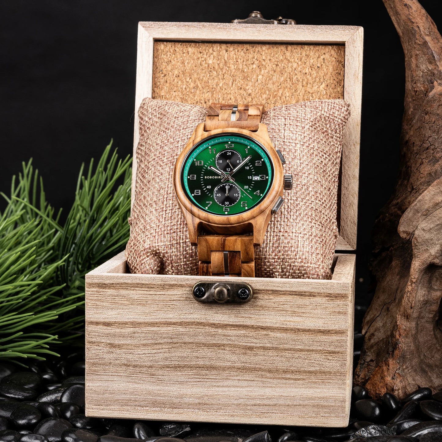 Wooden Men's Watch Handcrafted Vintage Stylish Natural Wood Quartz Wristwatch With Unique Design