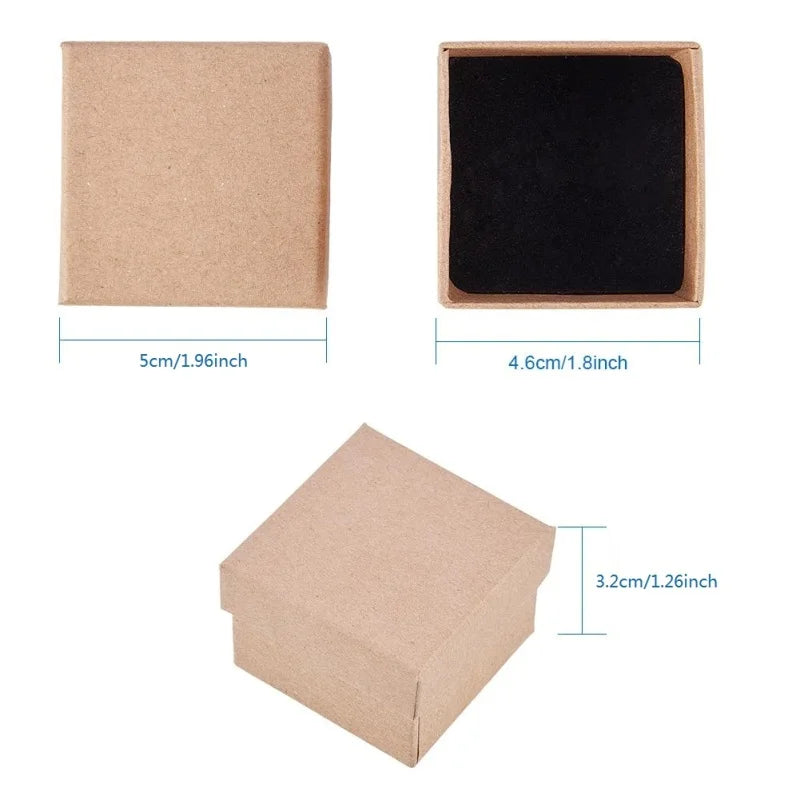 Cardboard Jewelry Boxes 3.54×3.54x1.18 Square Cardboard Box Paper Kraft Paper Gift Packaging Box for Christmas