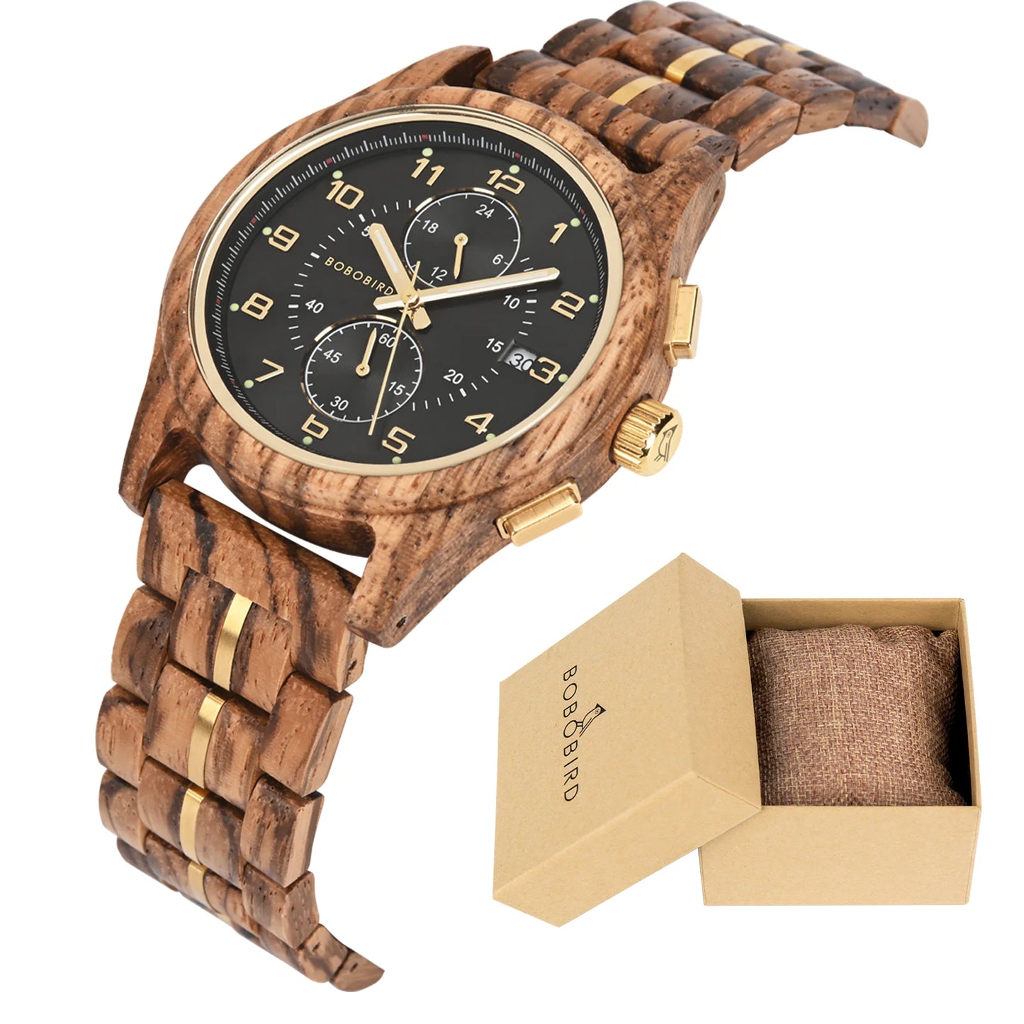 Wooden Men's Watch Handcrafted Vintage Stylish Natural Wood Quartz Wristwatch With Unique Design