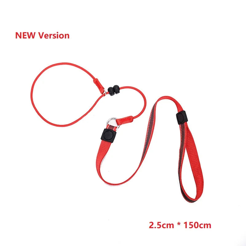Choring Rope Training Dog Choking Rope Leash 2 in 1 Lead Collar 150cm P-Shaped Chai