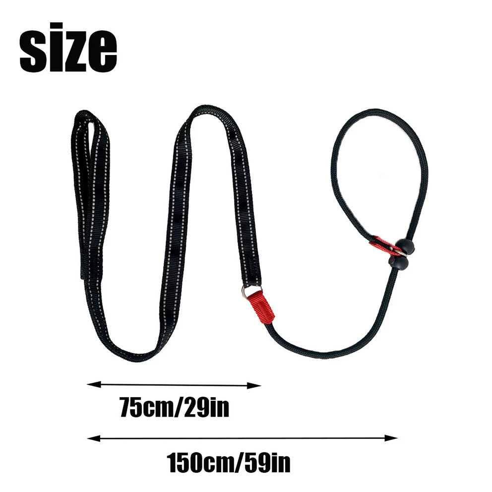 Choring Rope Training Dog Choking Rope Leash 2 in 1 Lead Collar 150cm P-Shaped Chai