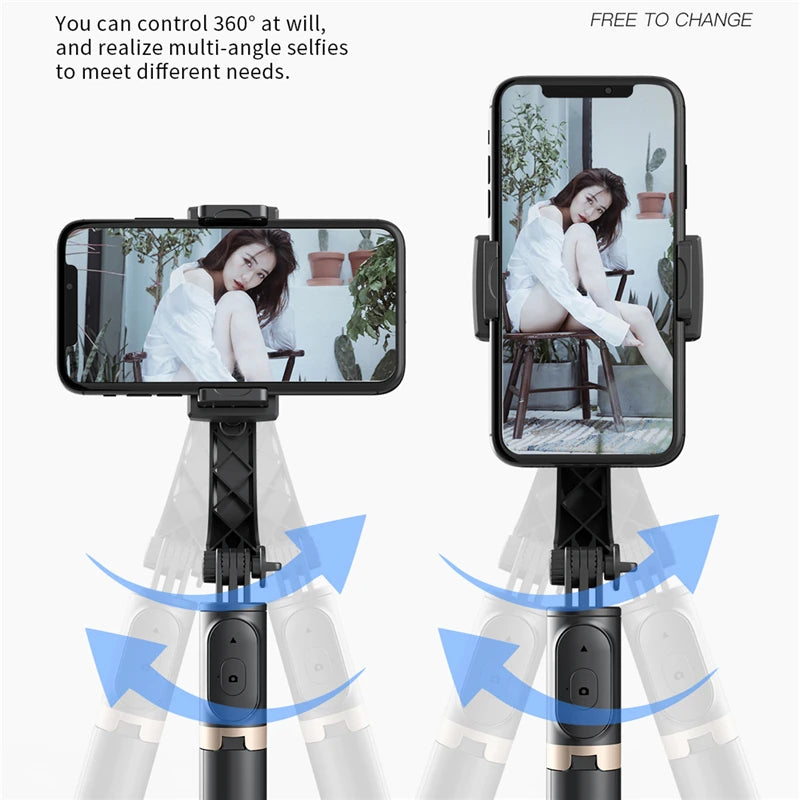 Gimbal Stabilizer Selfie Stick Foldable Wireless Tripod with Bluetooth Shutter Monopod for IOS Android