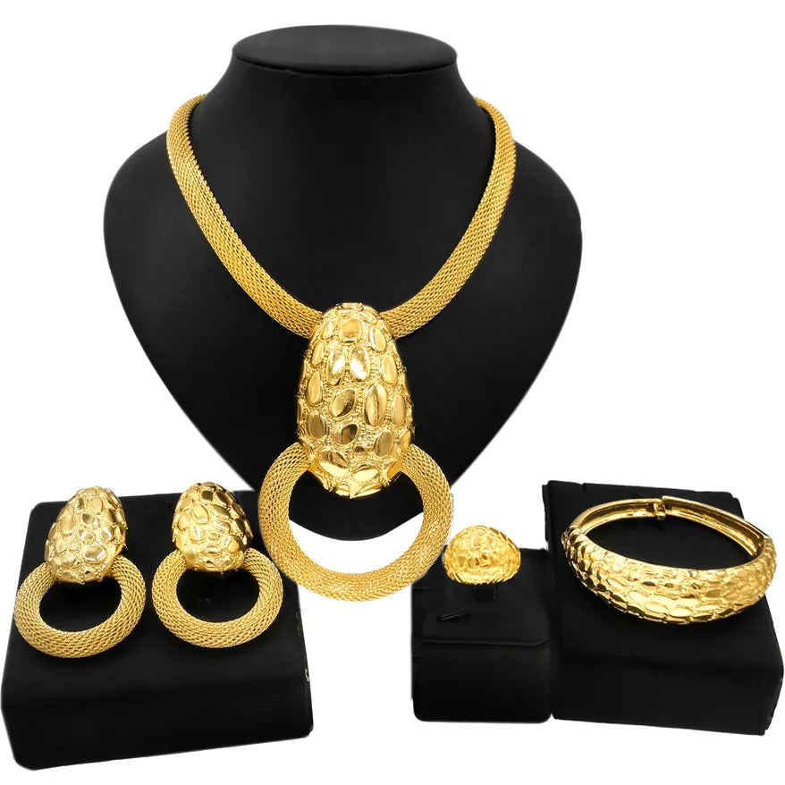 Women Jewelry Set Simple Pendant Dubai Gold Plated Necklace For Daily Party Pairing Summer Jewelry Free Shipping - Hiron Store