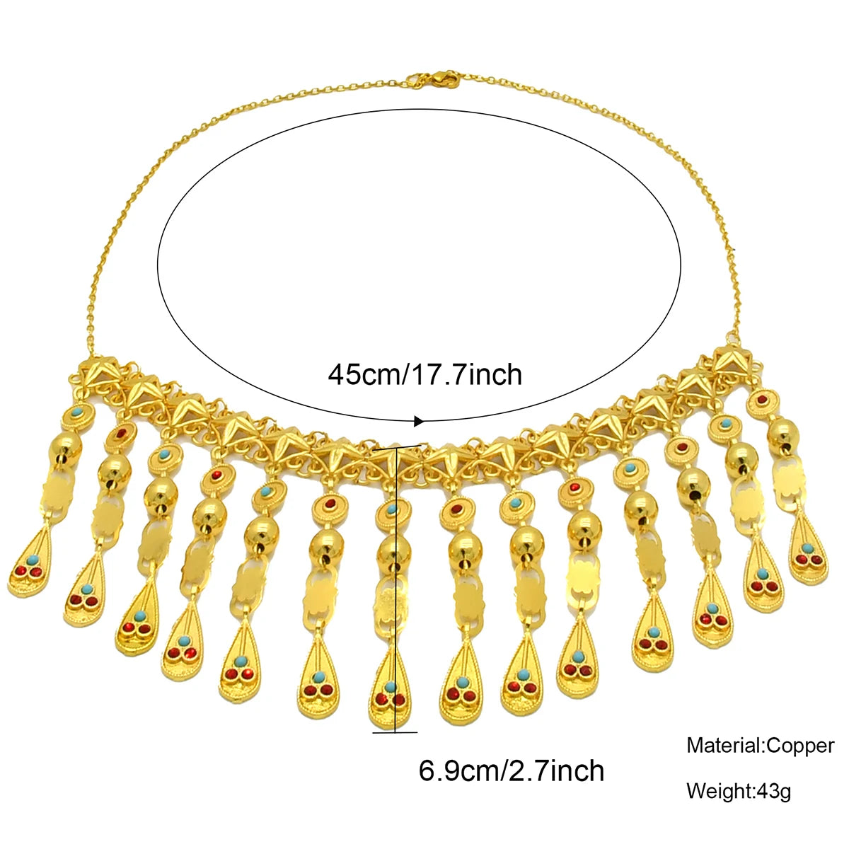 ANIID African 24K Gold Plated Necklace With Tassel For Women Bride Crystal Jewellery Italian Wedding Dubai Wholesale - Hiron Store