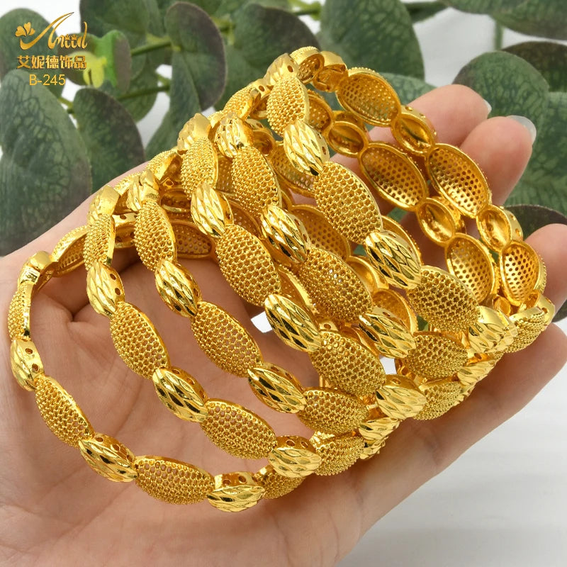 ANIID African Luxury Bangles For Women Arabic Bridal Charm Bracelet Nigerian Wedding Gifts Dubai Gold Plated Jewelry Bangles - Hiron Store