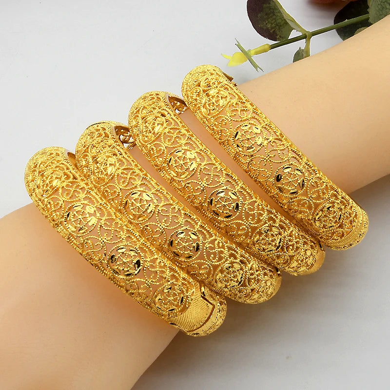 ANIID African Luxury Bangles For Women Arabic Bridal Charm Bracelet Nigerian Wedding Gifts Dubai Gold Plated Jewelry Bangles - Hiron Store