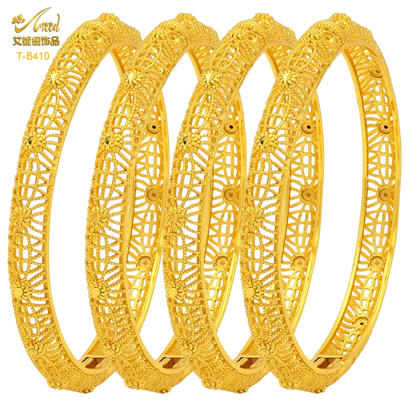 ANIID Dubai 24K Gold Plated Bracelets For Women Luxury Jewelry Designers Indian Bangles African Arabic Wholesale Wedding Bridal - Hiron Store