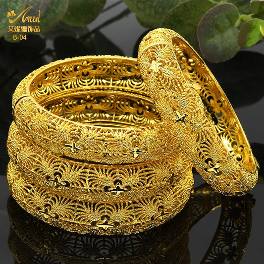 ANIID Dubai 24K Gold Plated Bracelets For Women Luxury Jewelry Designers Indian Bangles African Arabic Wholesale Wedding Bridal - Hiron Store