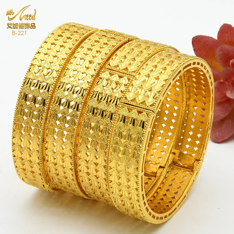 ANIID Dubai 24K Gold Plated Bracelets For Women Luxury Jewelry Designers Indian Bangles African Arabic Wholesale Wedding Bridal - Hiron Store