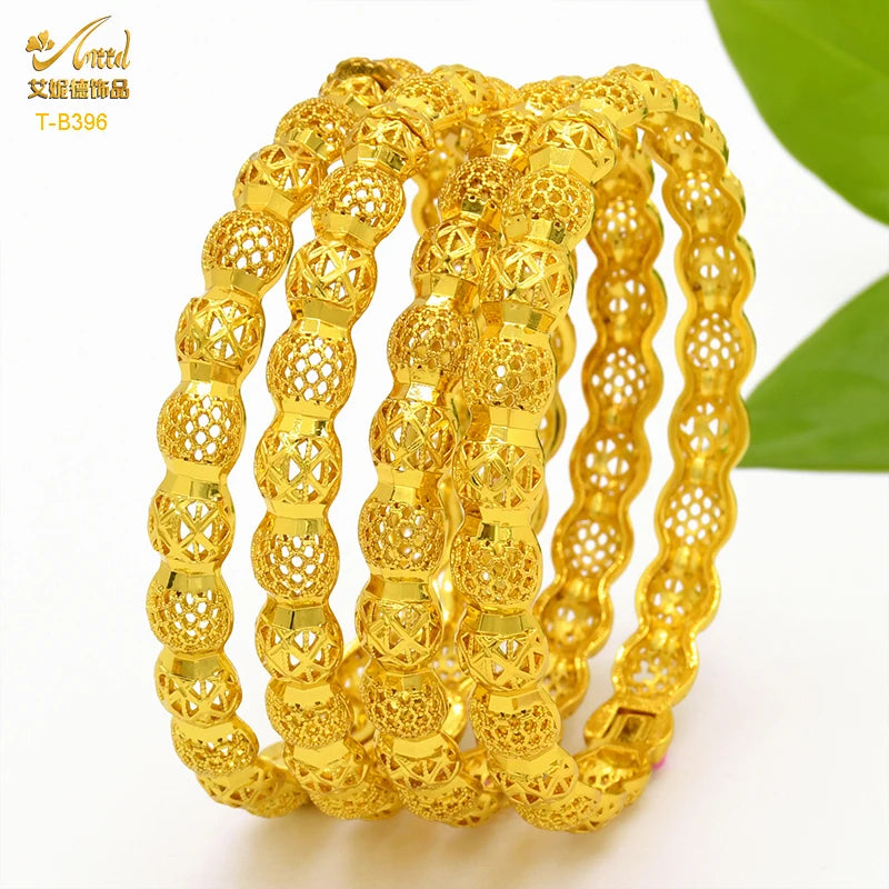 ANIID Dubai 24K Gold Plated Bracelets For Women Luxury Jewelry Designers Indian Bangles African Arabic Wholesale Wedding Bridal - Hiron Store