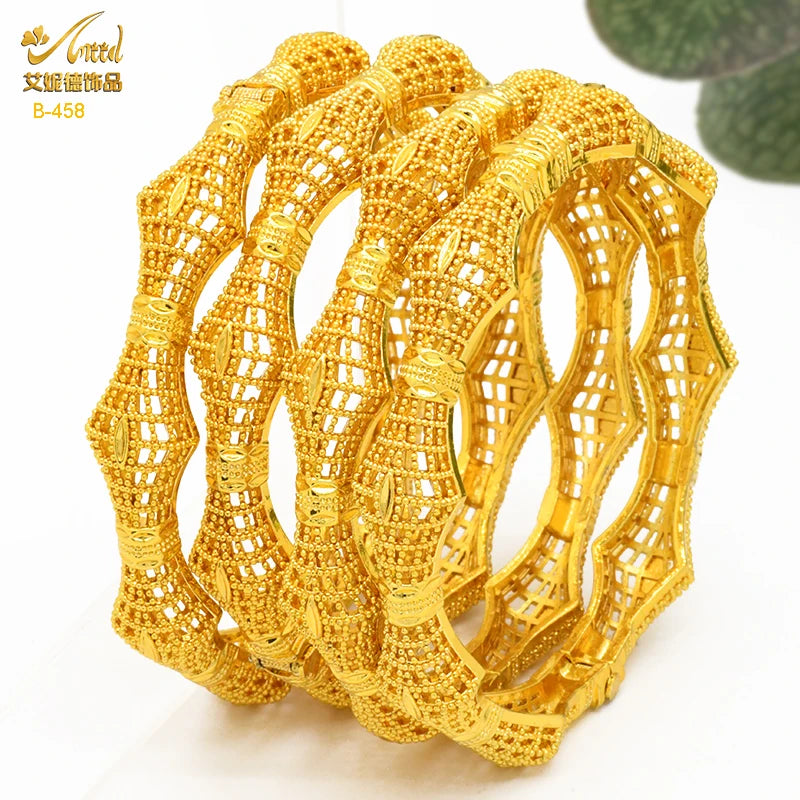 ANIID Dubai 24K Gold Plated Bracelets For Women Luxury Jewelry Designers Indian Bangles African Arabic Wholesale Wedding Bridal - Hiron Store