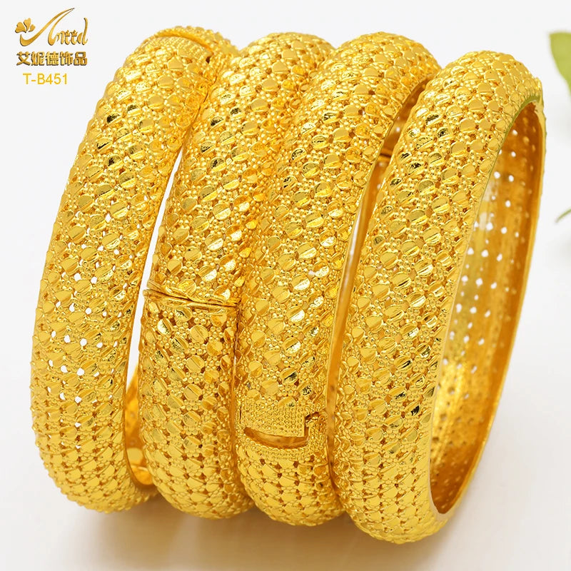 ANIID Dubai 24K Gold Plated Bracelets For Women Luxury Jewelry Designers Indian Bangles African Arabic Wholesale Wedding Bridal - Hiron Store