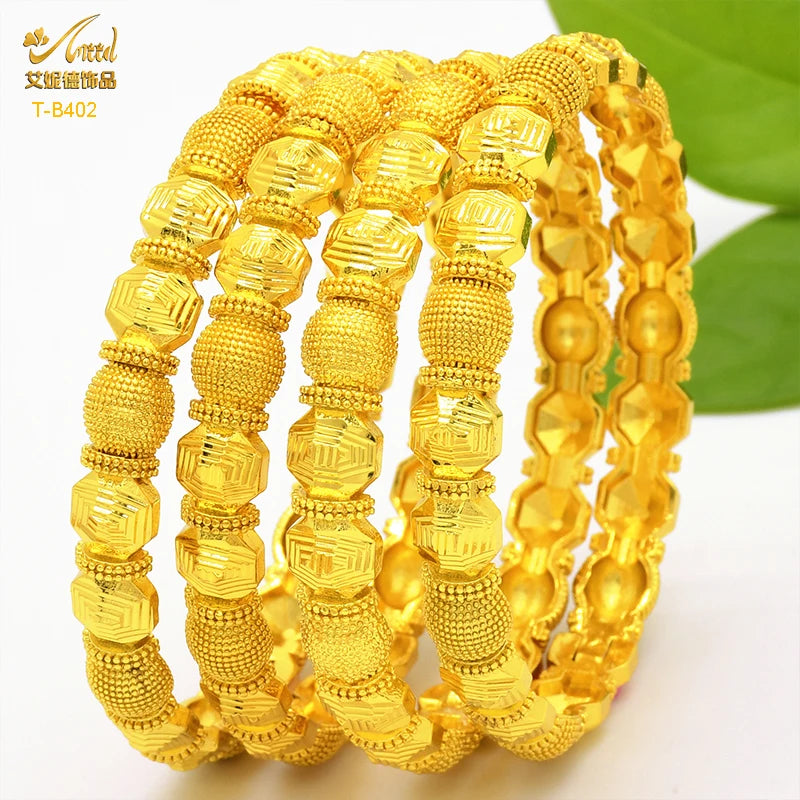 ANIID Dubai 24K Gold Plated Bracelets For Women Luxury Jewelry Designers Indian Bangles African Arabic Wholesale Wedding Bridal - Hiron Store