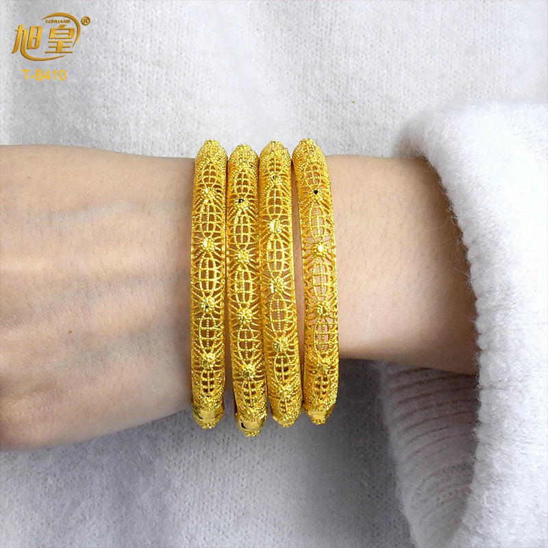 ANIID New Luxury Dubai Gold Plated Bangles For Women Arabic Bridal Charm Bracelet Nigerian Wedding Gift African Jewelry Party - Hiron Store