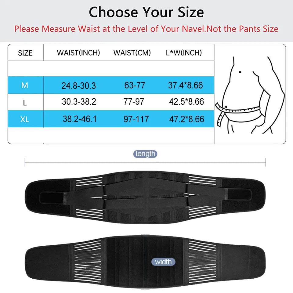 AOLIKES Lower Back Brace with 6 Stays Anti-skid Orthopedic lumbar Support Breathable Waist Support Belt for Gym Pain Relief - Hiron Store