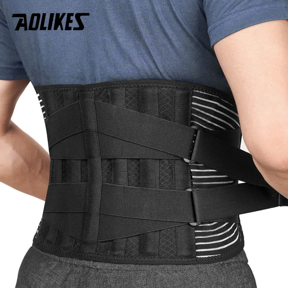 AOLIKES Lower Back Brace with 6 Stays Anti-skid Orthopedic lumbar Support Breathable Waist Support Belt for Gym Pain Relief - Hiron Store