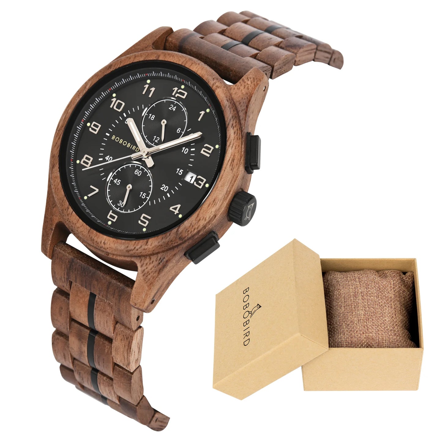 Wooden Men's Watch Handcrafted Vintage Stylish Natural Wood Quartz Wristwatch With Unique Design