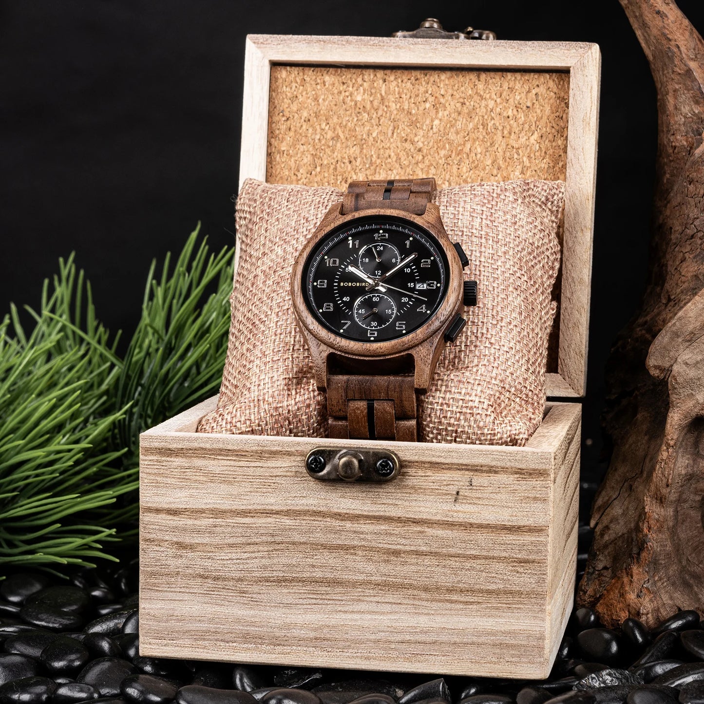 Wooden Men's Watch Handcrafted Vintage Stylish Natural Wood Quartz Wristwatch With Unique Design