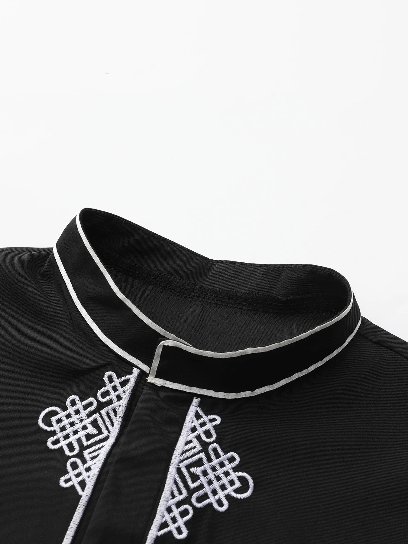 2024 New Islamic Muslim Men's Black Long-sleeved Classic Embroidery Robe Arabic Ethnic Style Men's Casual Black Formal Robe