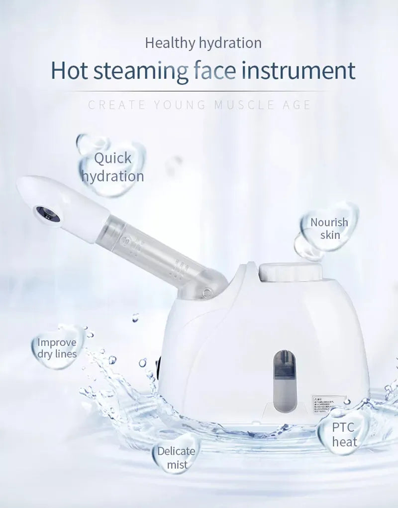 Ozone Facial Steamer Warm Mist Humidifier for Face Deep Cleaning Vaporizer Sprayer Salon Home Spa Skin Care Whitening - Hiron Store