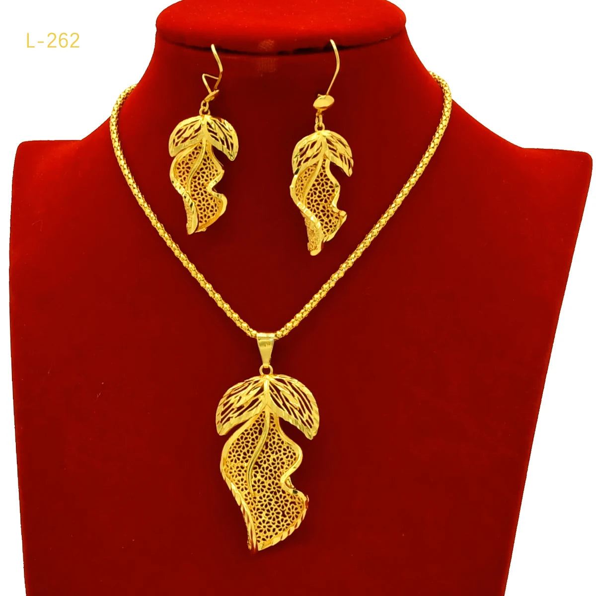 African Indian Bridal 2Pcs Pendant Jewelry Set 24K Gold Plated Dubai Women Wedding Necklace&Earrings Jewellery Party Presents - Hiron Store