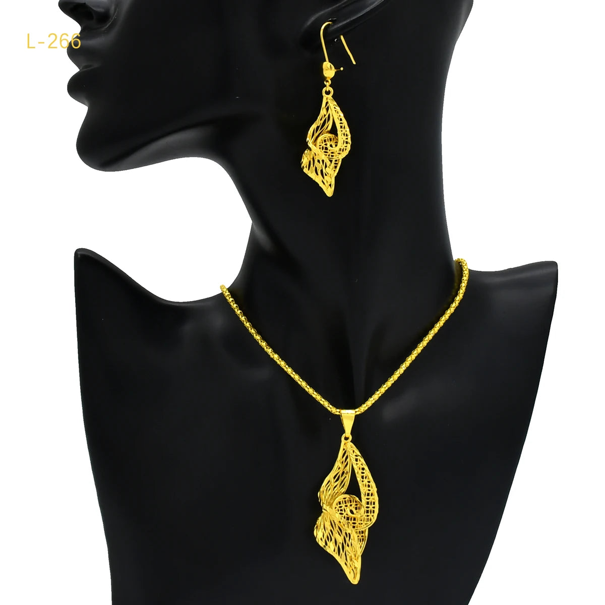 African Indian Bridal 2Pcs Pendant Jewelry Set 24K Gold Plated Dubai Women Wedding Necklace&Earrings Jewellery Party Presents - Hiron Store