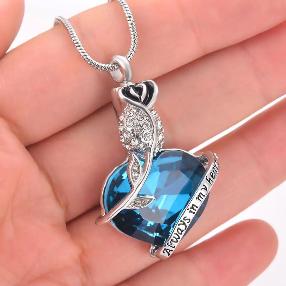 Always in my heart Locket screw heart cremation Jewelry ashes memorial  urn birthstone necklace jewelry keepsake pendant - Hiron Store