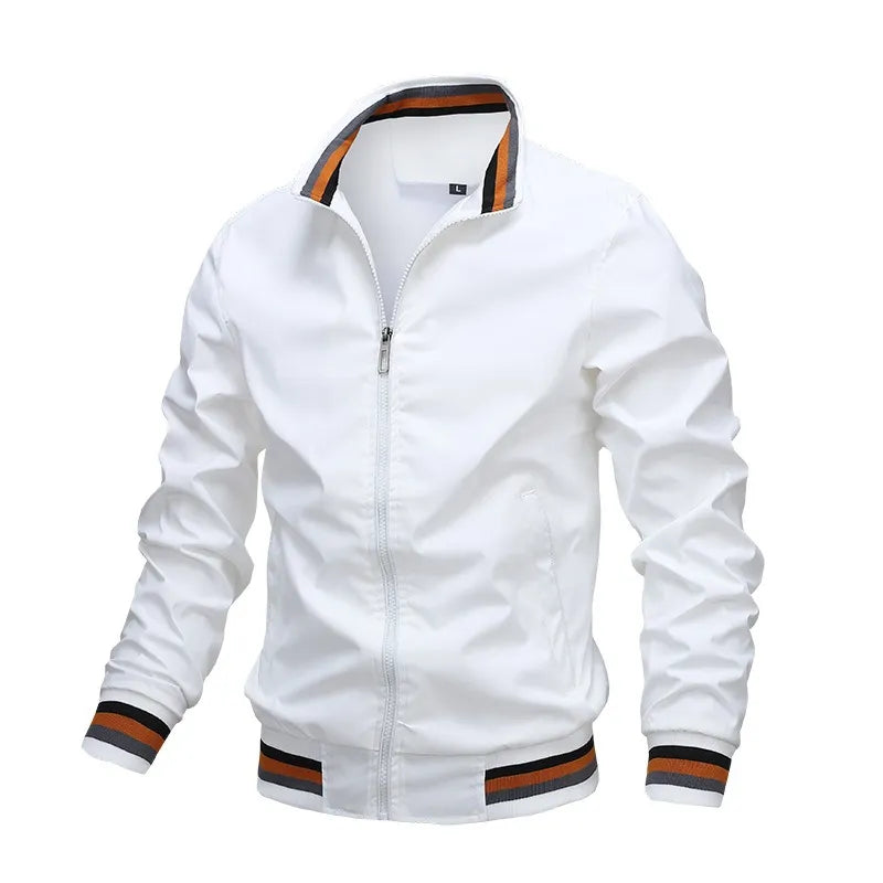 Autumn and Winter Men's Stand Collar Casual Zipper Jacket Outdoor Sports Coat Windbreaker Jacket for Men Waterproof Bomber - Hiron Store