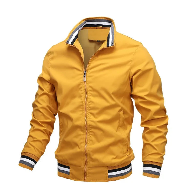 Autumn and Winter Men's Stand Collar Casual Zipper Jacket Outdoor Sports Coat Windbreaker Jacket for Men Waterproof Bomber - Hiron Store