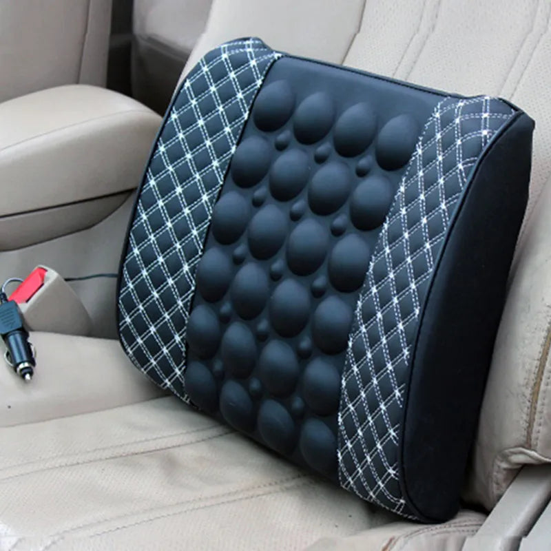 Car Electric Massage Back Cushion for Car Seat Support Health Care Lumbar Pad Auto Back Pillow leather Auto Seat Back Support - Hiron Store