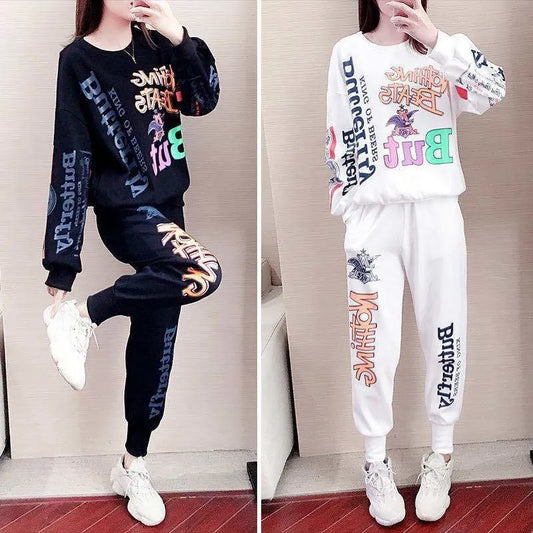 Casual Sweat Suits 2022 Spring Autumn New Women's Tracksuit Fashion Loose Long Sleeved Tops And Pants 2 Two Piece Set For Women - Hiron Store