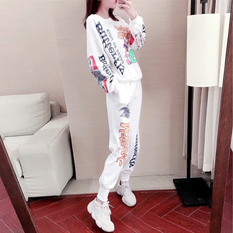 Casual Sweat Suits 2022 Spring Autumn New Women's Tracksuit Fashion Loose Long Sleeved Tops And Pants 2 Two Piece Set For Women - Hiron Store