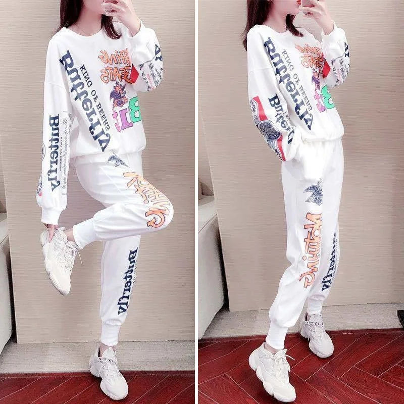 Casual Sweat Suits 2022 Spring Autumn New Women's Tracksuit Fashion Loose Long Sleeved Tops And Pants 2 Two Piece Set For Women - Hiron Store