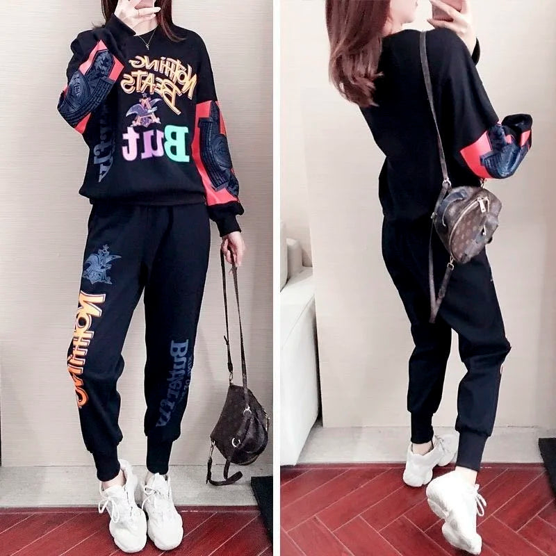 Casual Sweat Suits 2022 Spring Autumn New Women's Tracksuit Fashion Loose Long Sleeved Tops And Pants 2 Two Piece Set For Women - Hiron Store