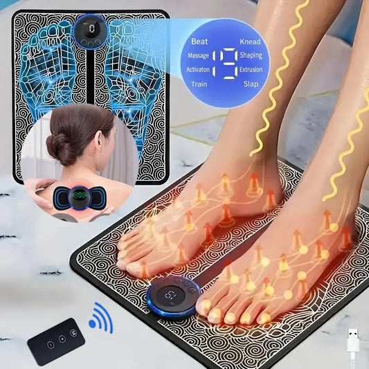 EMS Foot Massager Pad Portable Foldable Massage Mat Pulse Muscle Stimulation Improve Blood Circulation Relief Pain Relax Feet - Hiron Store