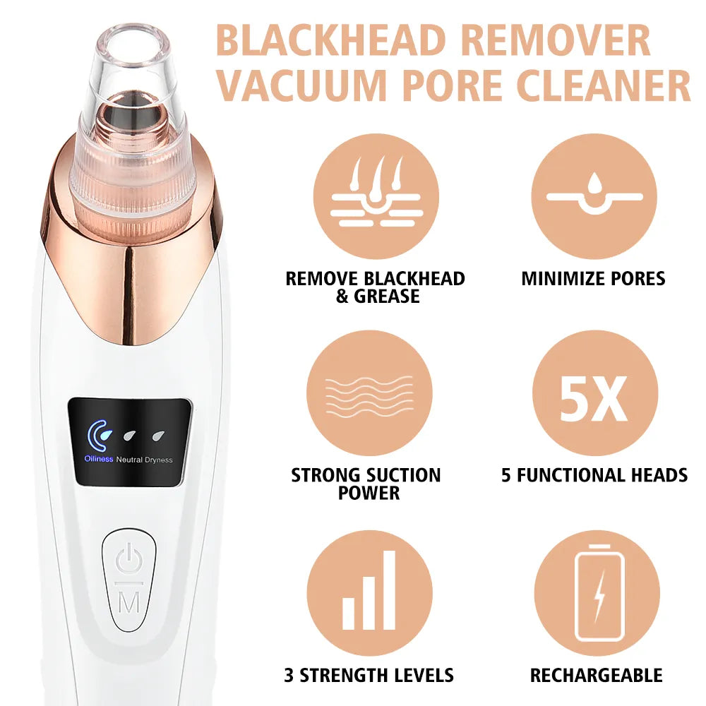 Electric Blackhead Remover Vacuum Acne Cleaner Black Spots Removal Facial Deep Cleansing Pore Cleaner Machine Skin Care Tools - Hiron Store