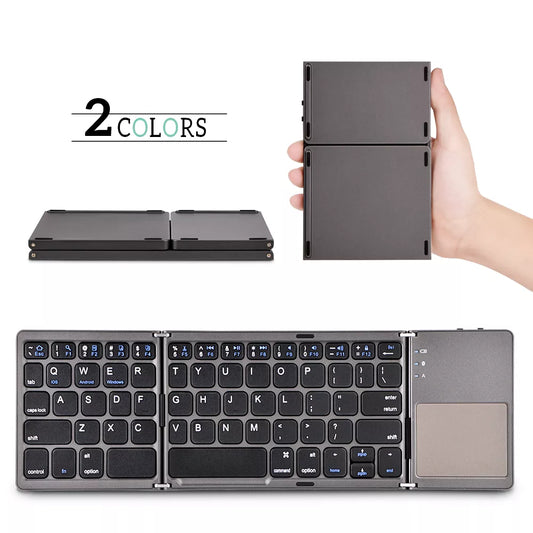 English B033 Mini Folding keyboard With Touchpad Wireless Bluetooth-compatible Keyboard For ipad Phone Tablet Bluetooth Keyboard - Hiron Store