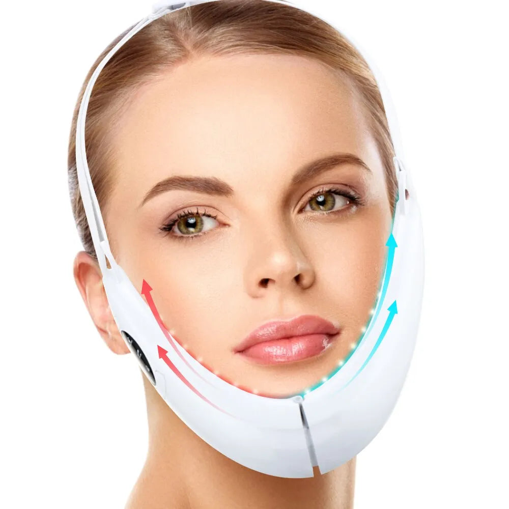 Face Lifter V-Line Up Face Lifting Belt Face Slimming Vibration Massager LED Display Facial Beauty Instrument 5 Modes - Hiron Store