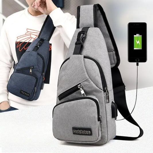 Fashion Boys Shoulder Bag USB Rechargeable Crossbody Bag Men's Anti-theft Multifunctional Chest Bag‘s Travel Backpack Handbag - Hiron Store