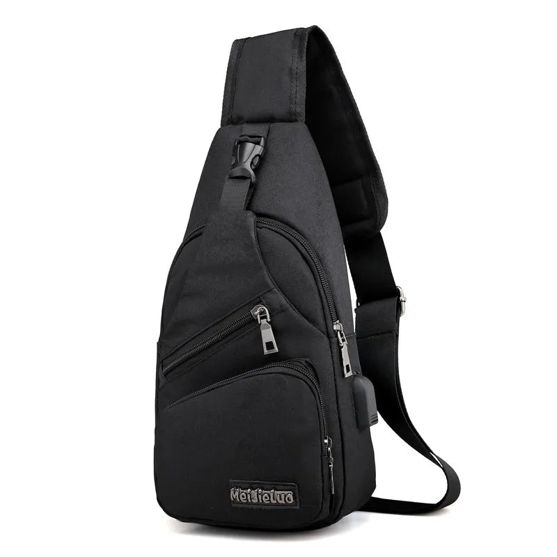 Fashion Boys Shoulder Bag USB Rechargeable Crossbody Bag Men's Anti-theft Multifunctional Chest Bag‘s Travel Backpack Handbag - Hiron Store