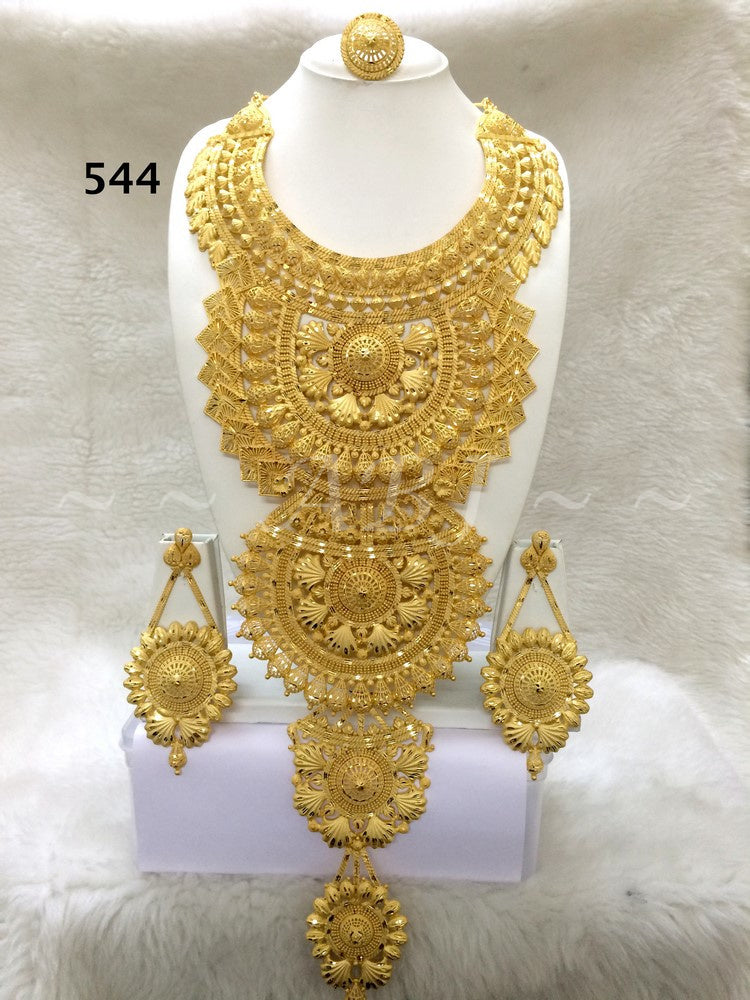 Gold Plated Necklace set, Handmade, Indian, 22ct Heavy Gold forming Jewellery 3day UK FREE Delivery - Hiron Store