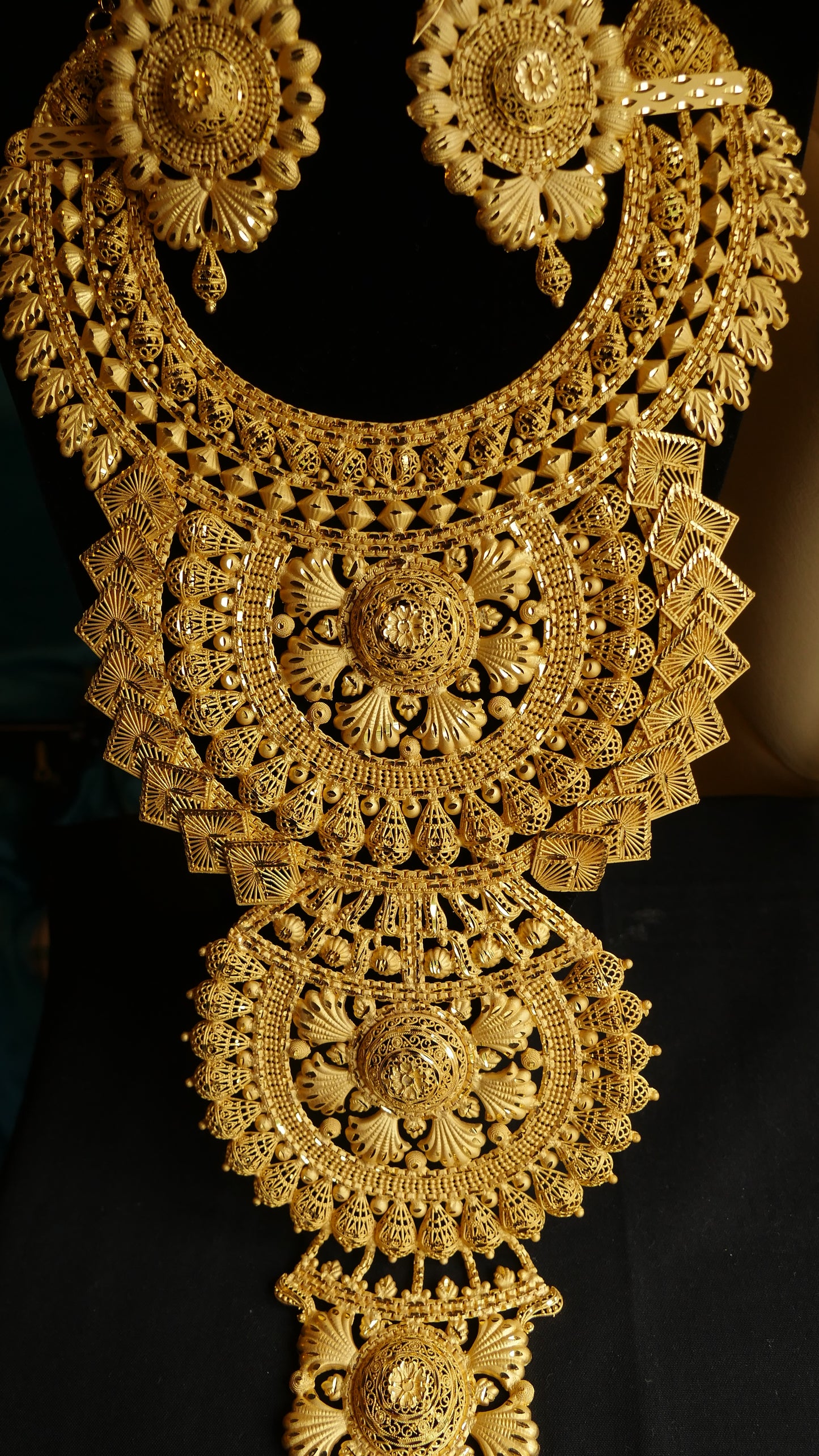 Gold Plated Necklace set, Handmade, Indian, 22ct Heavy Gold forming Jewellery 3day UK FREE Delivery - Hiron Store