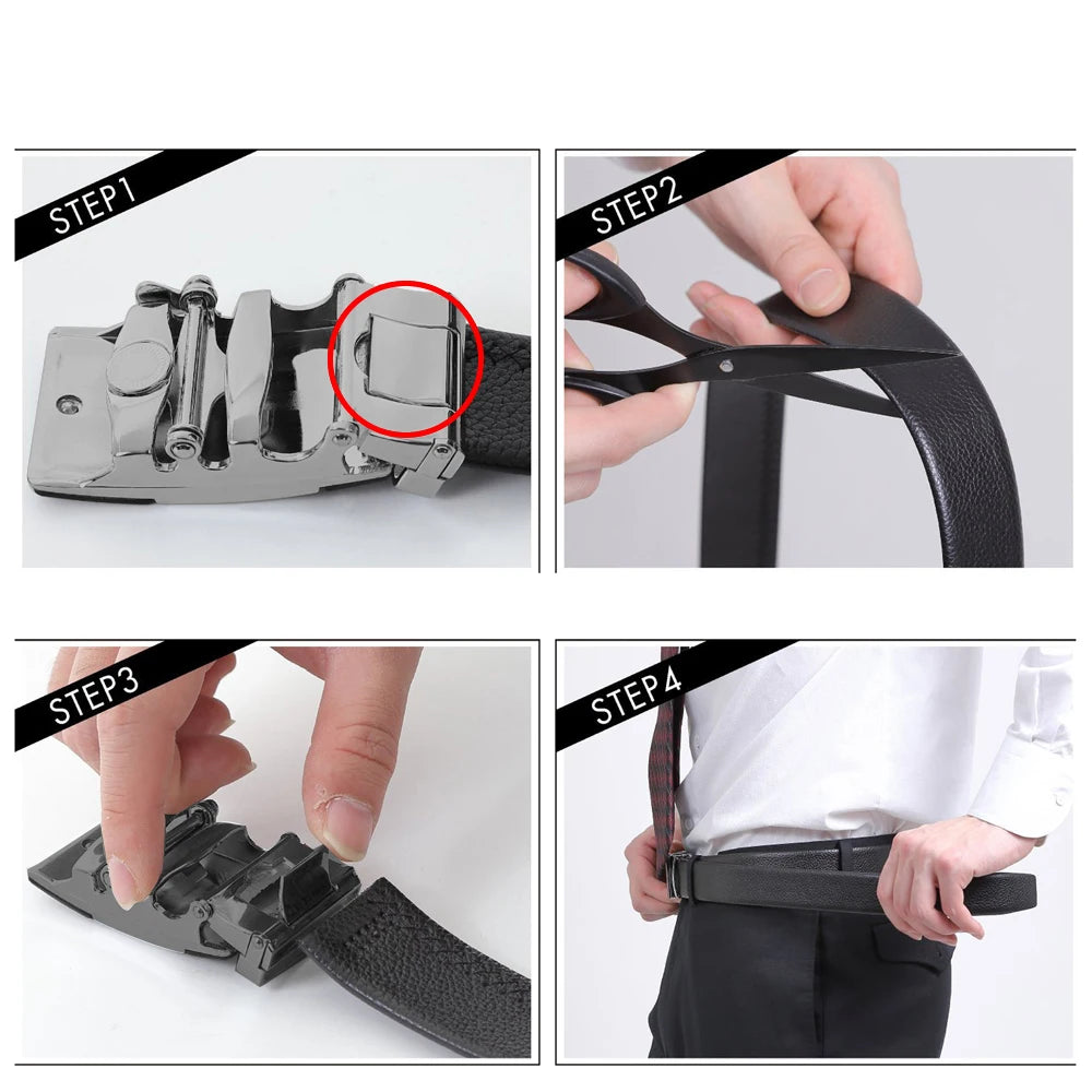 Genuine Leather Automatic Buckle Male Belts