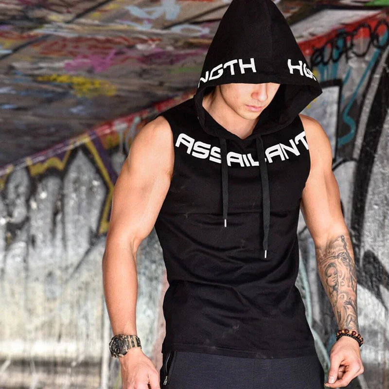 Men Tank Tops Gym Clothing Fitness Sleeveless hoodies Vests Cotton Singlets Men Joggers vest Bodybuilding casual Clothing - Hiron Store